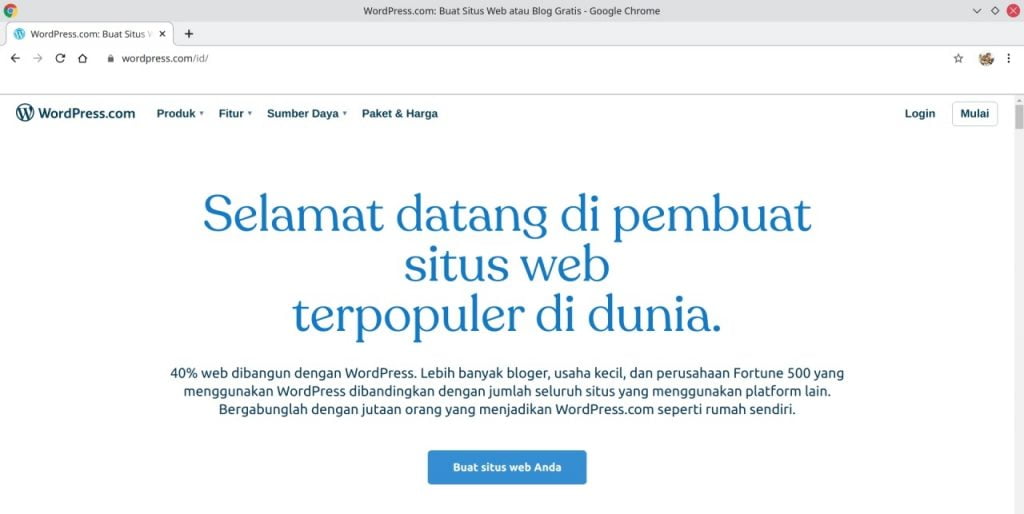 Cara Membuat Website Gratis Dengan WordPress step 1