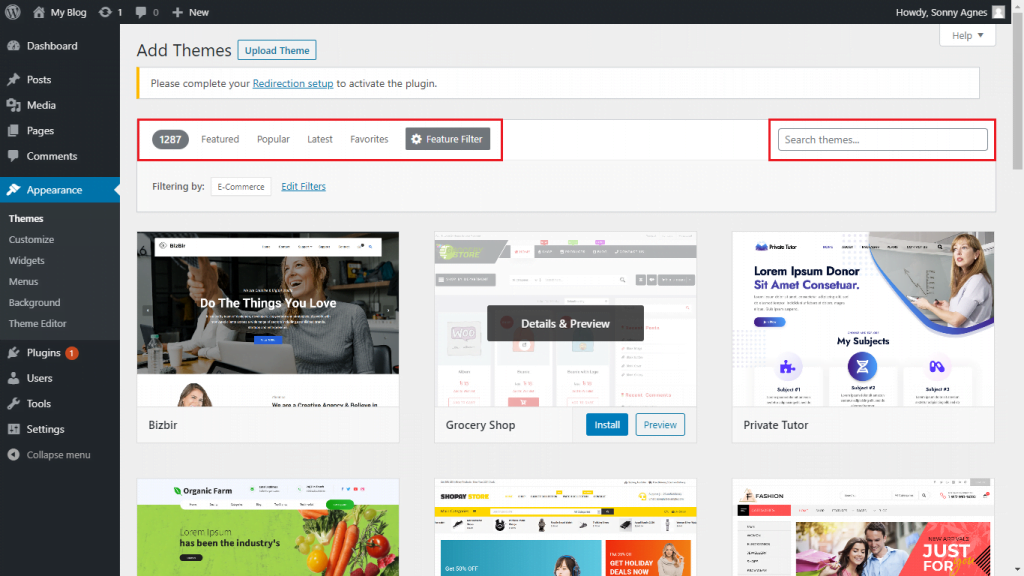 Download WordPress Theme 2 dari Dashboard WordPress