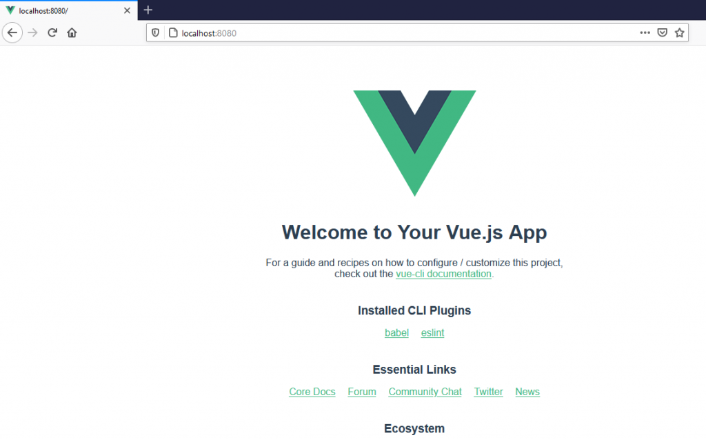 gambar 8 - Tampilan Welcome hasil instalasi VueJS