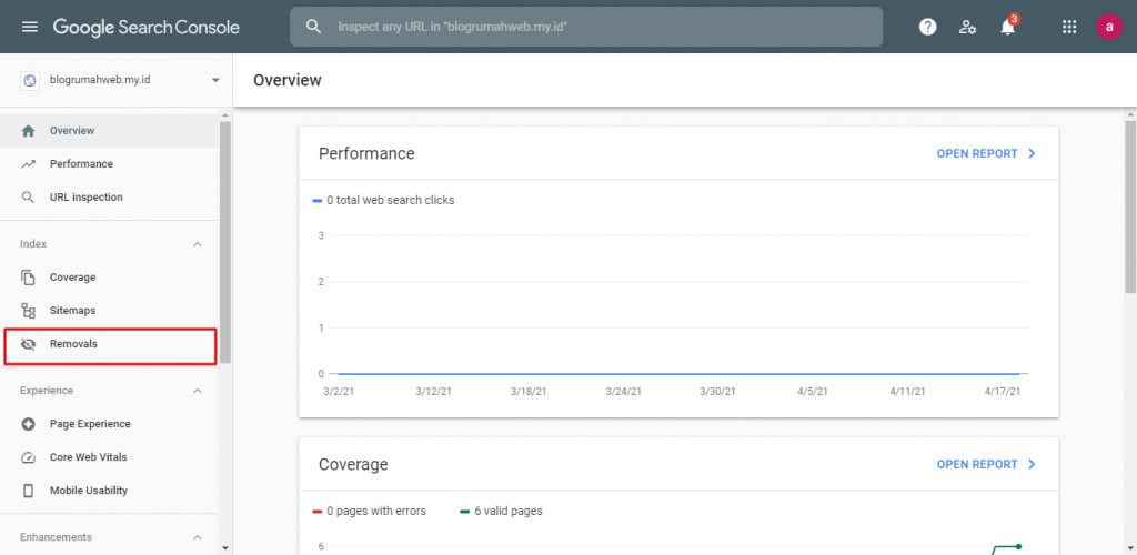 image 2 - Pilih menu Removals pada menu di sisi kiri - Cara Menghapus URL dari Google