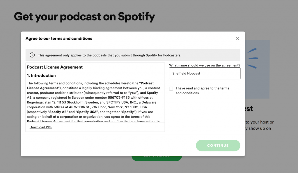 Cara Membuat Podcast di Spotify - podcast agrement