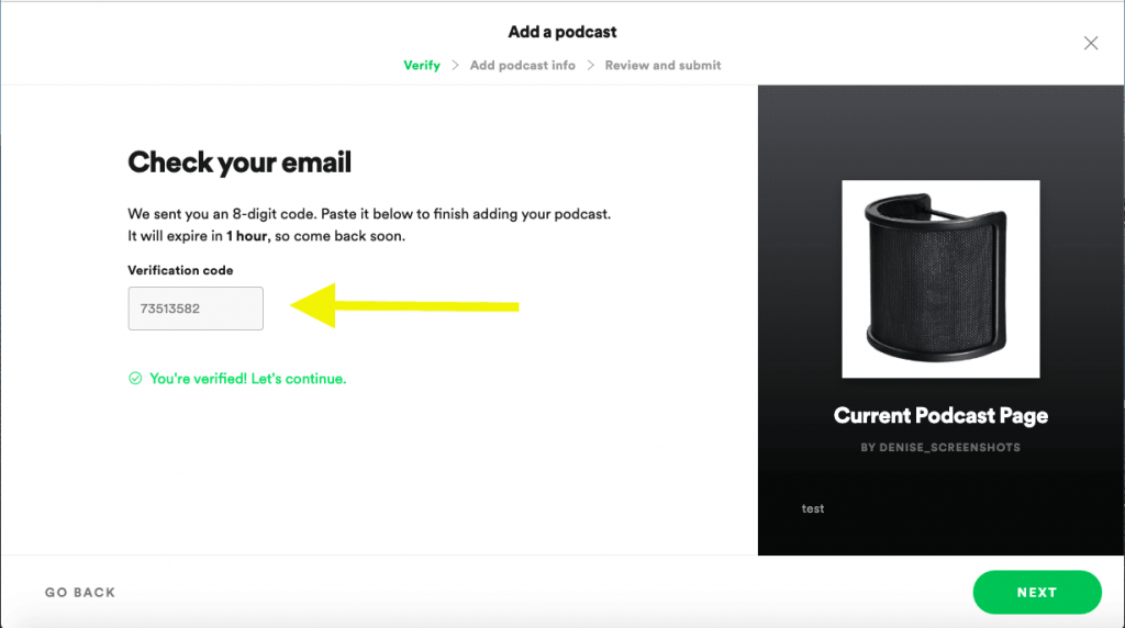 verifikasi email - membuat podcast di spotify