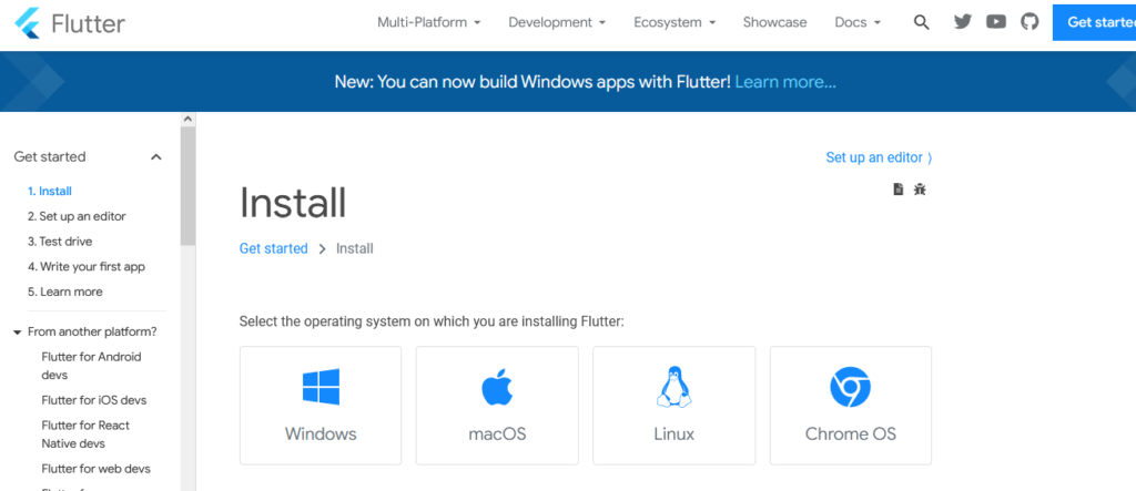 Step 1. Akses halaman Flutter 
