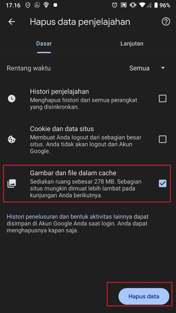 Clear data