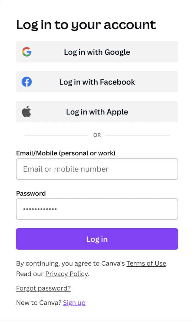 Login ke canva