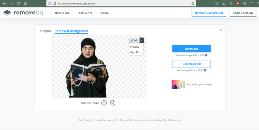 tampilan background terhapus