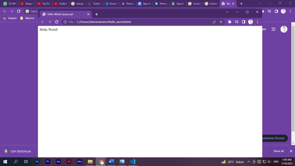 Contoh tampilan JavaScript Sederhana