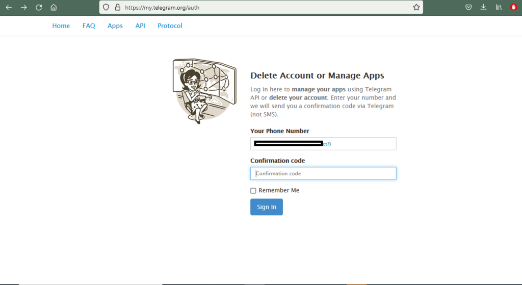 cara menghapus akun telegram di browser