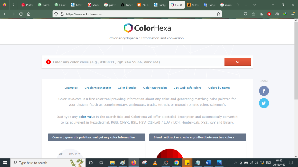 halaman website ColorHexa