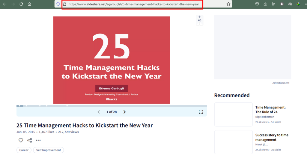 copy url slideshare