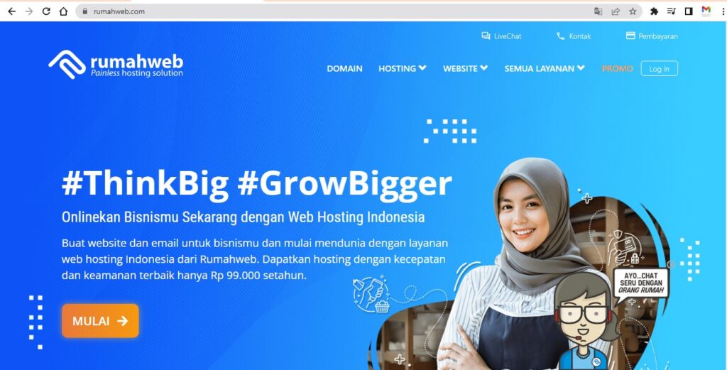 tampilan website rumahweb