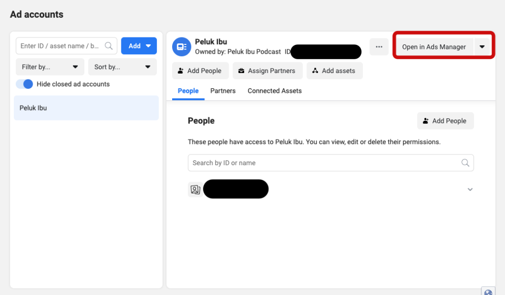 open in ads manager