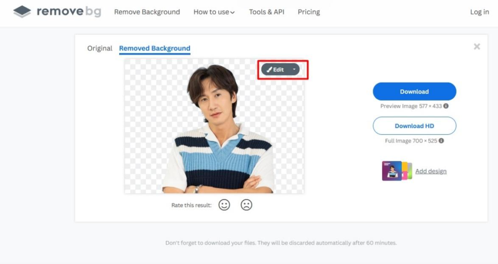 ganti background biru pas foto - remove bg step 2