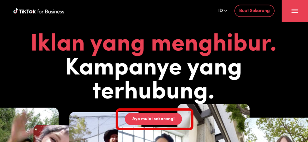halaman TikTok for Business