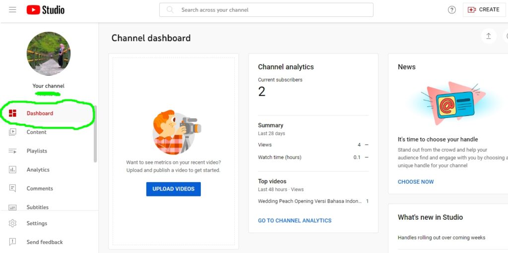 youtube desktop studio dashboard
