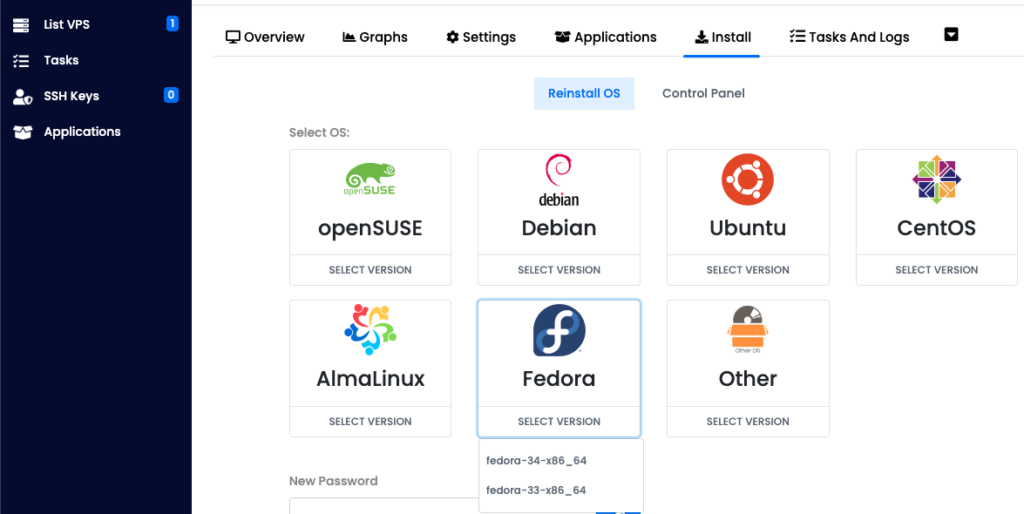Install OS Fedora linux