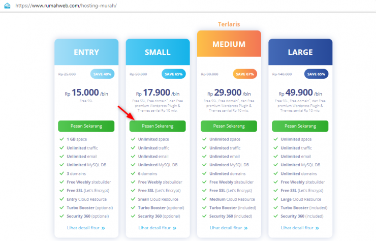 pilihan paket shared hosting