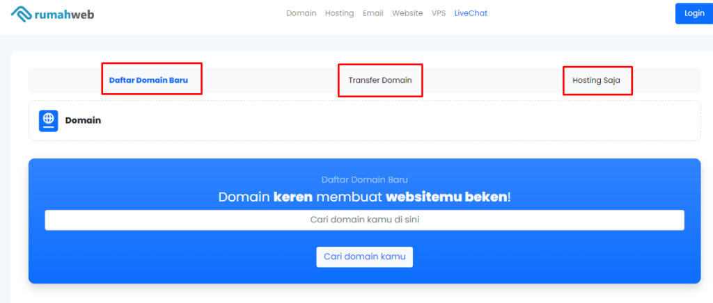 pilih nama domain