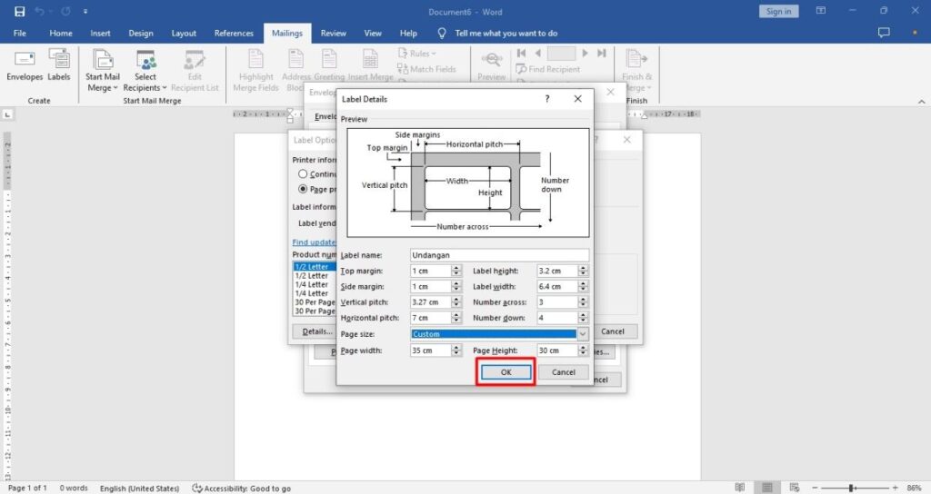 mengatur margin labels - cara buat label undangan