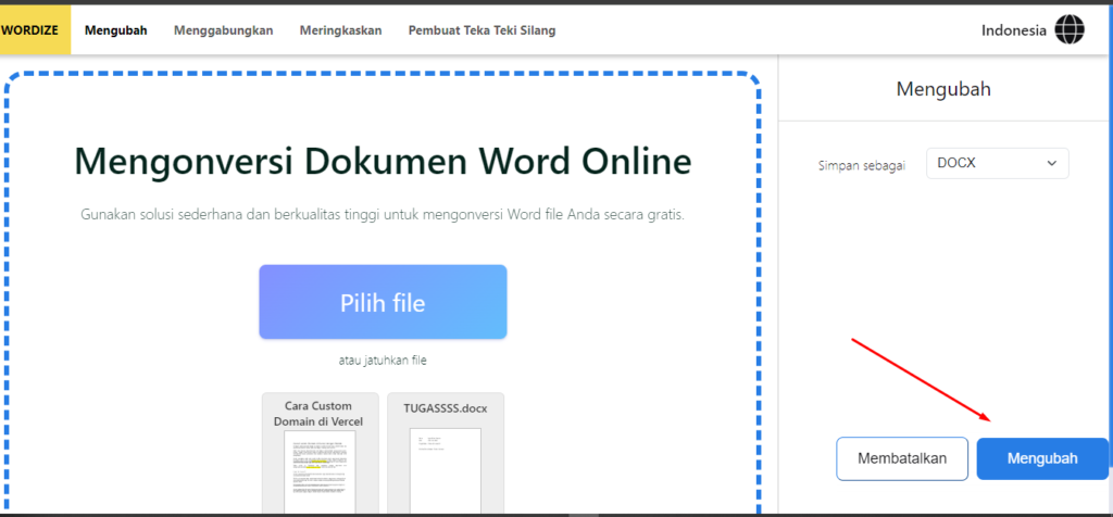 mengonversi dokumen word