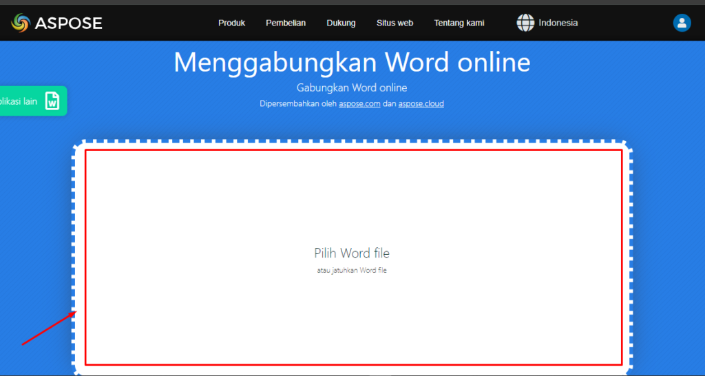menggabungkan file word melalui Products.aspose.app