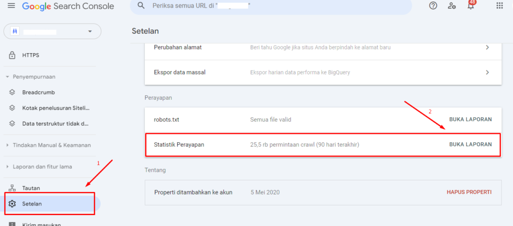 cara cek broken link dengan google console