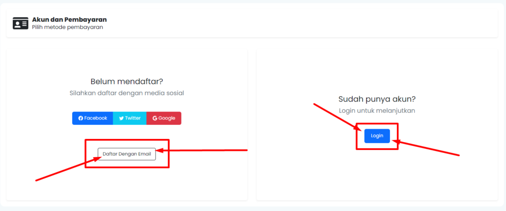 Daftar atau login ke rumahweb