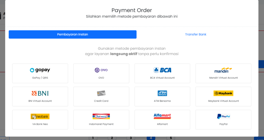 pilih menu pembayaran 