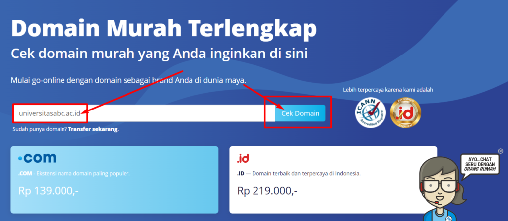 cek domain ac id yang akan dibeli beserta informasi syarat domain .ac.id