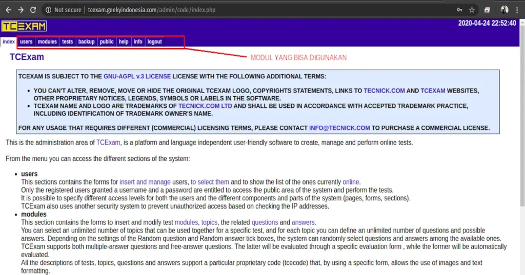 TCExam - Aplikasi ujian online