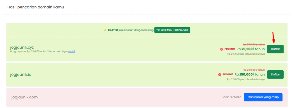 cara membeli domain .xyz di Rumahweb