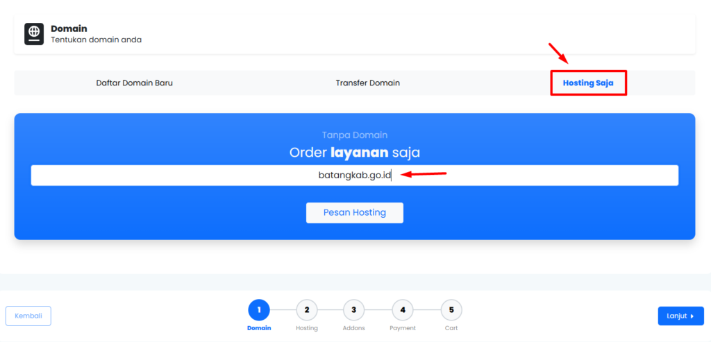 membeli hosting dengan domain .go.id