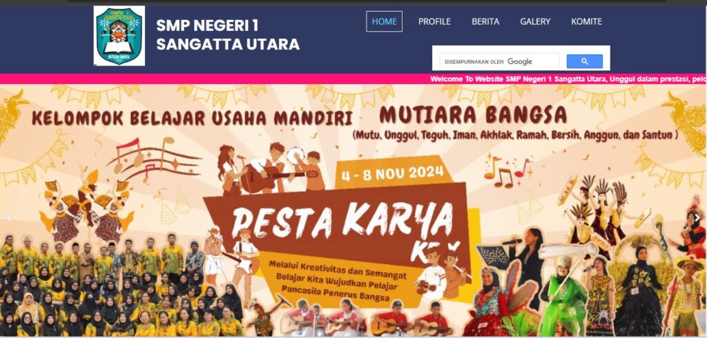 contoh layanan jasa pembuatan website sekolah - SMP N 1 Sangatta Utara