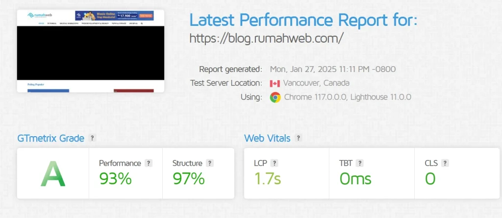 Cara Cek Performa Website Melalui gtmetrix
