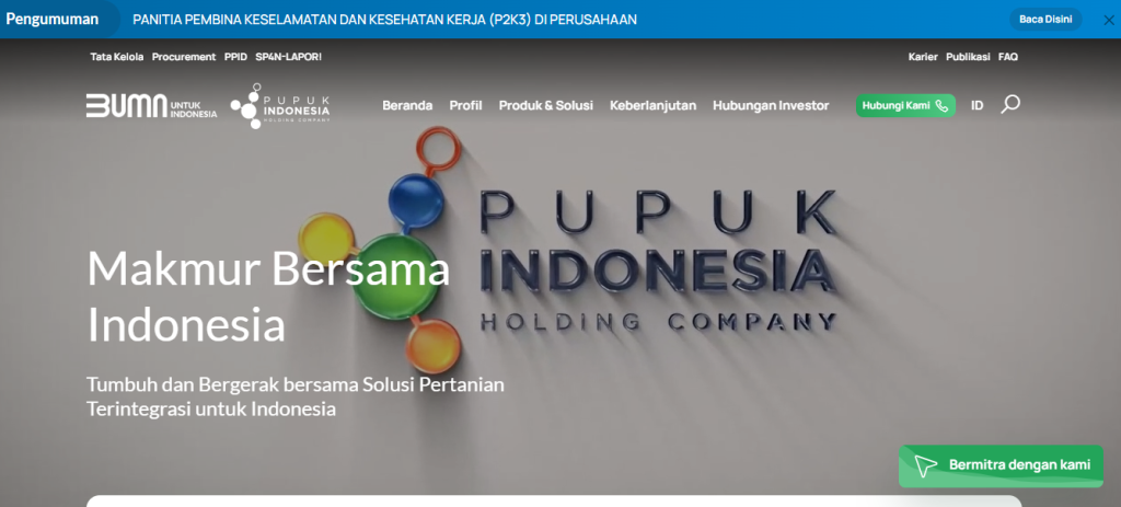 Pupuk Indonesia - Contoh Website Company Profile Untuk Bisnis