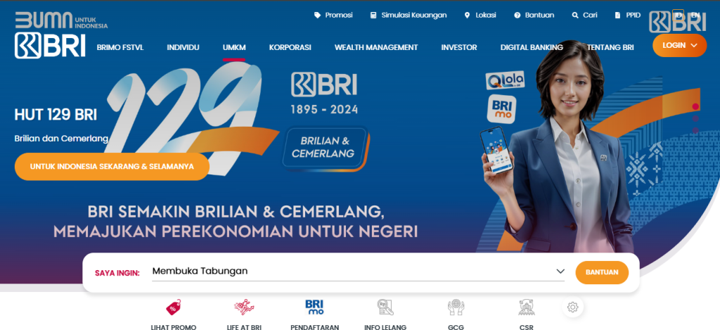 Bank BRI - Contoh Website Company Profile Untuk Bisnis