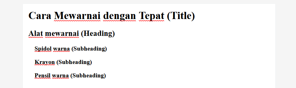 contoh Heading dan Subheading