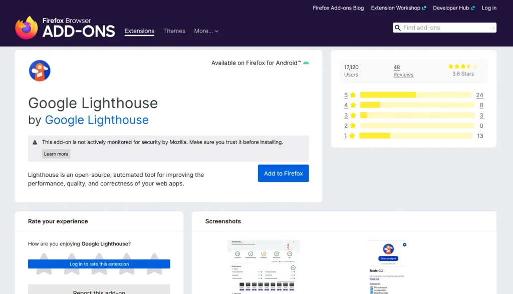 Addon Lighthouse di firefox