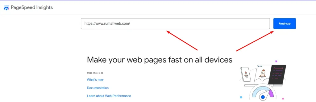 Klik tombol analyze untuk menganalisa website
