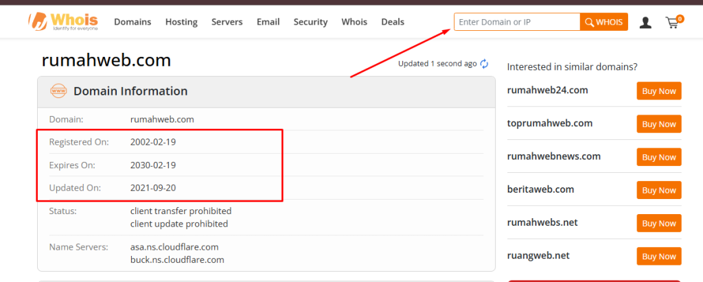 Cek Umur aged Domain