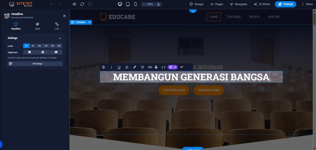 setting headline - Membuat Website Sekolah