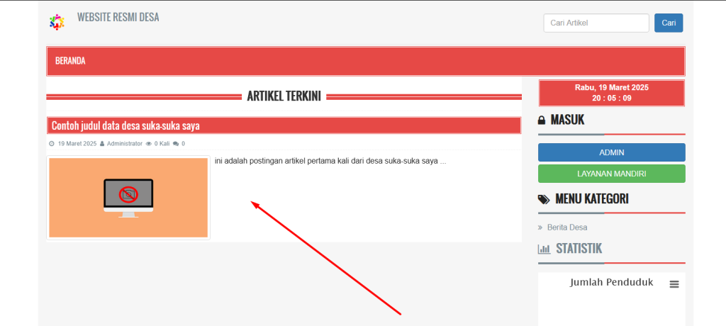 tampilan berita desa di website