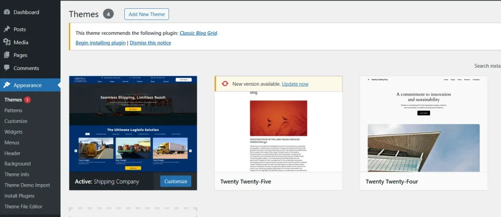 menu themes - Membuat Website Perusahaan Tanpa Coding