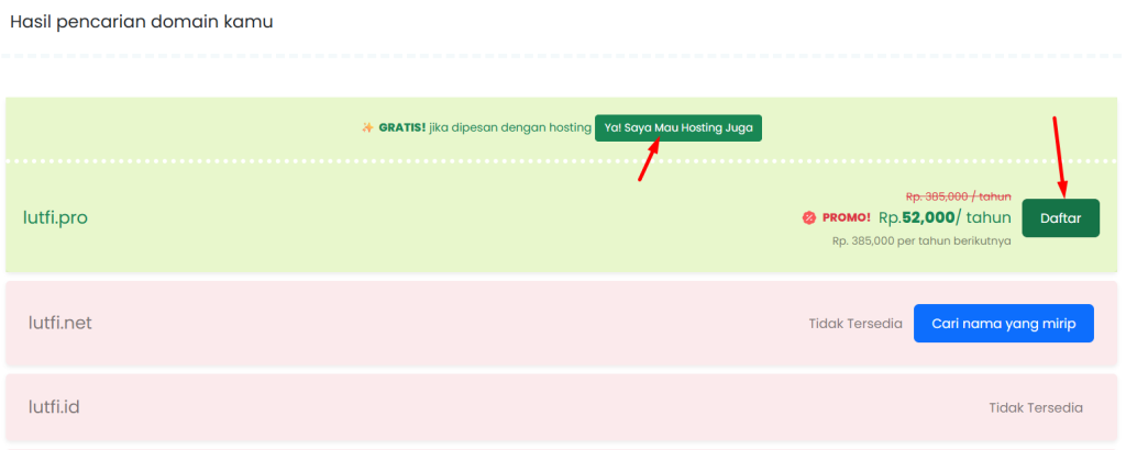 beli domain .pro di rumahweb