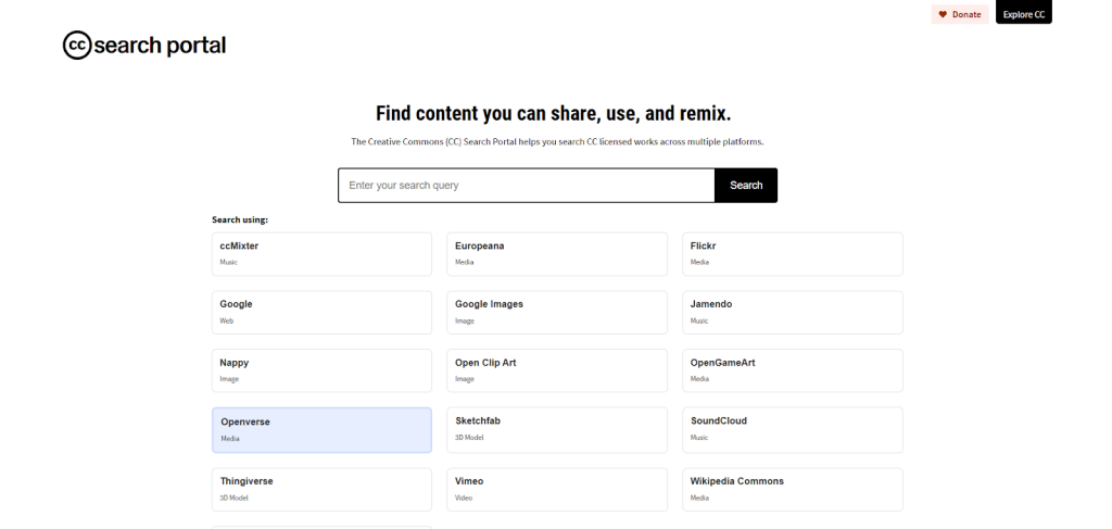 Creative Commons Search - Search Engine Selain Google