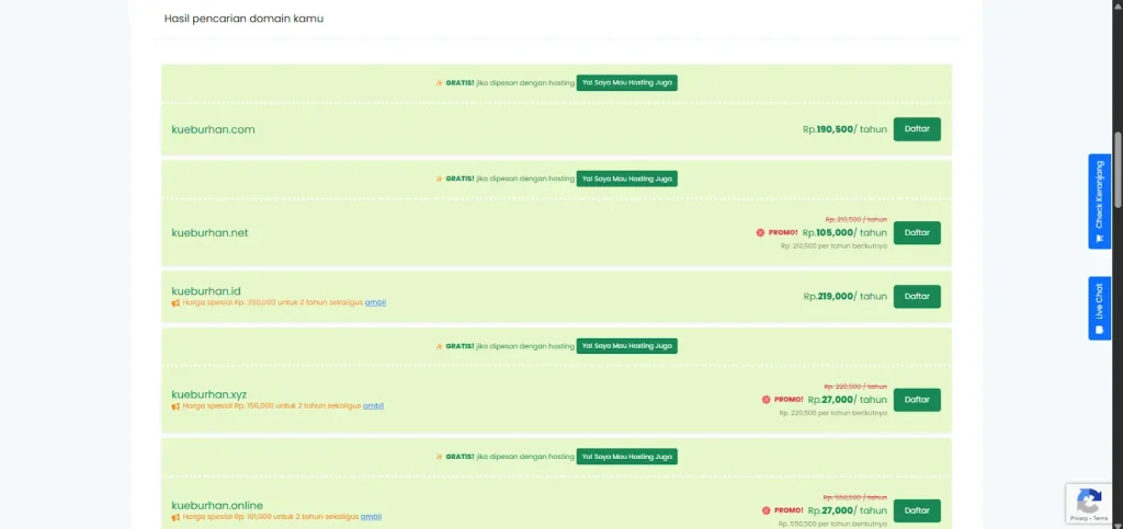 Cek ketersediaan domain